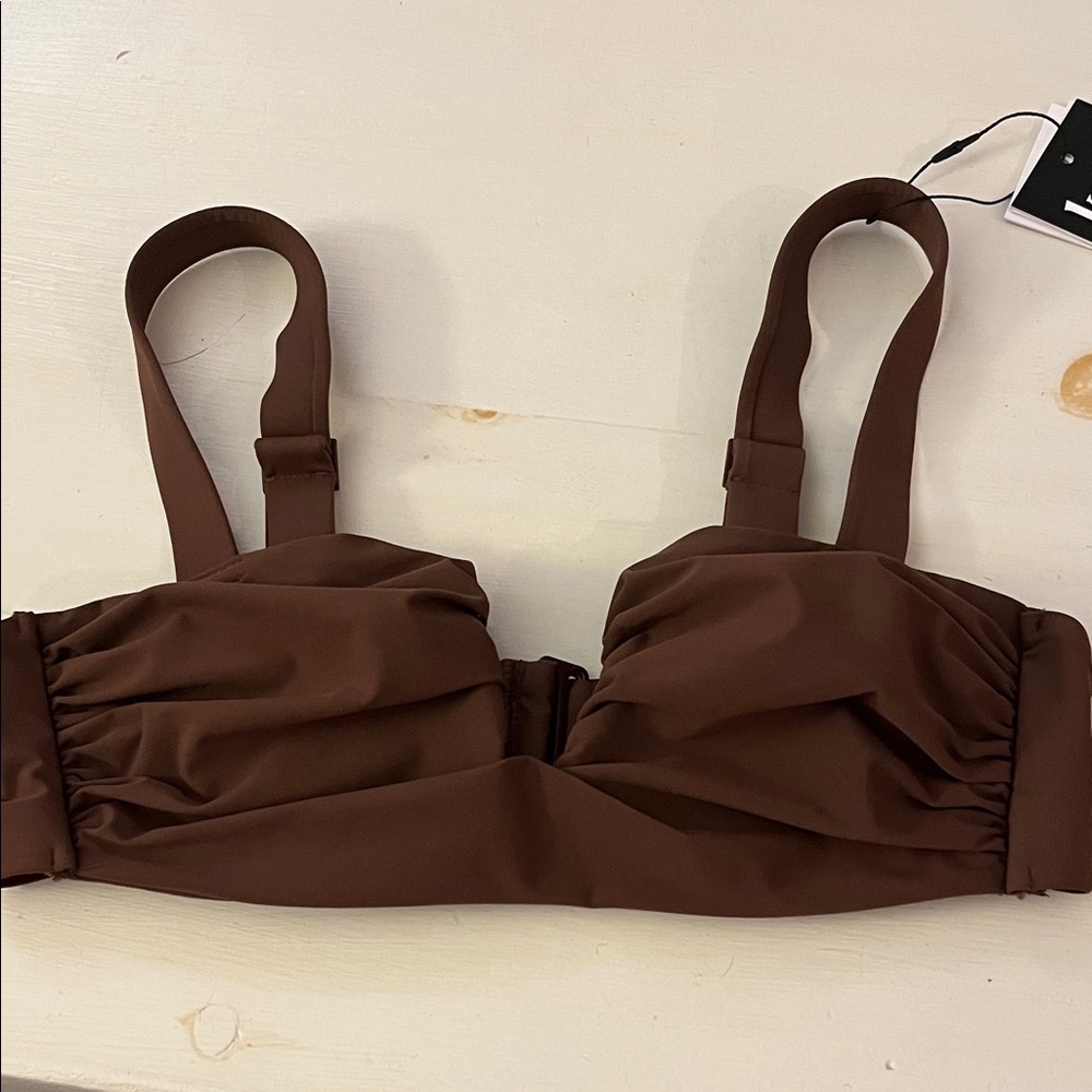 Knix Ruched Bikini Top in Espresso - Picture 3 of 6